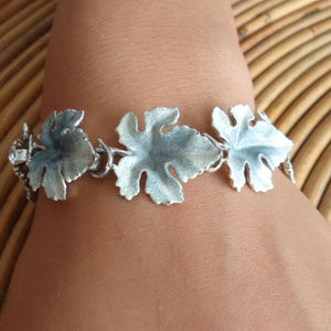 MCM Blue Leaf Bracelet Vintage 1950s